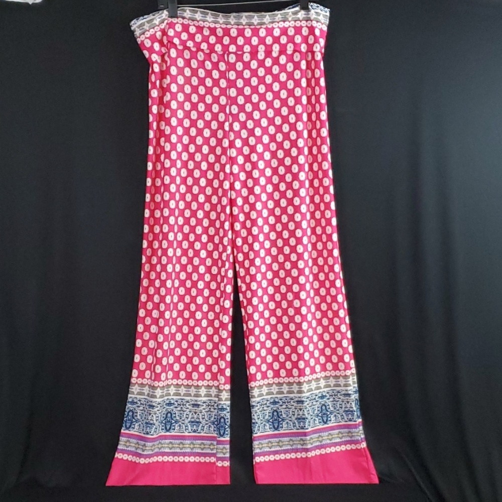 White Mark Palazzo Pants Pink White Polka Dots Women's XXXL
